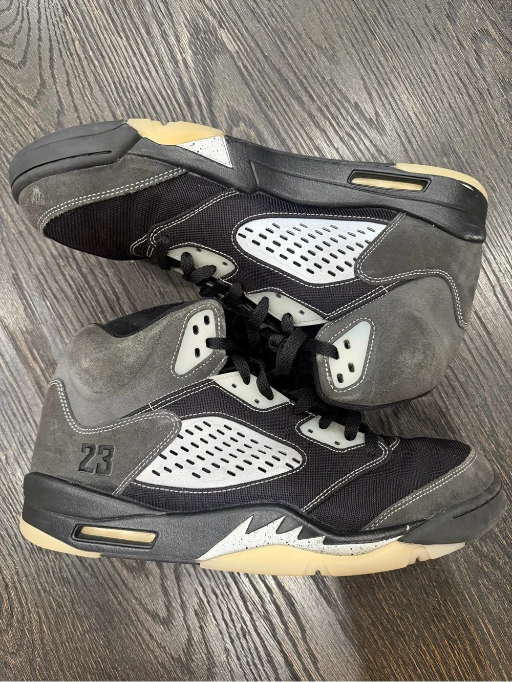 Nike Air Jordan 5 Retro Anthracite Wolf Grey Clear Black Metal Silver size 14